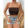 imageSweatyRocks Womens Casual Sleeveless Smocked Bandeau Top Strapless Slim Fit Crop Tube TopsChocolate Brown