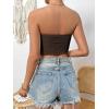 imageSweatyRocks Womens Casual Sleeveless Smocked Bandeau Top Strapless Slim Fit Crop Tube TopsChocolate Brown