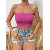 imageSweatyRocks Womens Casual Sleeveless Smocked Bandeau Top Strapless Slim Fit Crop Tube TopsHot Pink