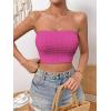 imageSweatyRocks Womens Casual Sleeveless Smocked Bandeau Top Strapless Slim Fit Crop Tube TopsHot Pink