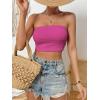 imageSweatyRocks Womens Casual Sleeveless Smocked Bandeau Top Strapless Slim Fit Crop Tube TopsHot Pink