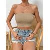imageSweatyRocks Womens Casual Sleeveless Smocked Bandeau Top Strapless Slim Fit Crop Tube TopsKhaki