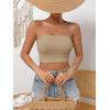 imageSweatyRocks Womens Casual Sleeveless Smocked Bandeau Top Strapless Slim Fit Crop Tube TopsKhaki