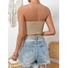 imageSweatyRocks Womens Casual Sleeveless Smocked Bandeau Top Strapless Slim Fit Crop Tube TopsKhaki