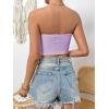 imageSweatyRocks Womens Casual Sleeveless Smocked Bandeau Top Strapless Slim Fit Crop Tube TopsLilac Purple
