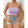 imageSweatyRocks Womens Casual Sleeveless Smocked Bandeau Top Strapless Slim Fit Crop Tube TopsLilac Purple