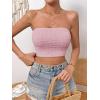 imageSweatyRocks Womens Casual Sleeveless Smocked Bandeau Top Strapless Slim Fit Crop Tube TopsPink