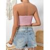 imageSweatyRocks Womens Casual Sleeveless Smocked Bandeau Top Strapless Slim Fit Crop Tube TopsPink