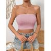 imageSweatyRocks Womens Casual Sleeveless Smocked Bandeau Top Strapless Slim Fit Crop Tube TopsPink