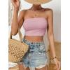 imageSweatyRocks Womens Casual Sleeveless Smocked Bandeau Top Strapless Slim Fit Crop Tube TopsPink