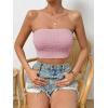 imageSweatyRocks Womens Casual Sleeveless Smocked Bandeau Top Strapless Slim Fit Crop Tube TopsPink