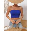 imageSweatyRocks Womens Casual Sleeveless Smocked Bandeau Top Strapless Slim Fit Crop Tube TopsRoyal Blue