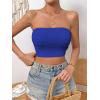 imageSweatyRocks Womens Casual Sleeveless Smocked Bandeau Top Strapless Slim Fit Crop Tube TopsRoyal Blue