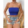 imageSweatyRocks Womens Casual Sleeveless Smocked Bandeau Top Strapless Slim Fit Crop Tube TopsRoyal Blue