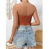 imageSweatyRocks Womens Casual Sleeveless Smocked Bandeau Top Strapless Slim Fit Crop Tube TopsSolid Brown