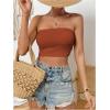 imageSweatyRocks Womens Casual Sleeveless Smocked Bandeau Top Strapless Slim Fit Crop Tube TopsSolid Brown