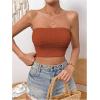 imageSweatyRocks Womens Casual Sleeveless Smocked Bandeau Top Strapless Slim Fit Crop Tube TopsSolid Brown