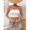 imageSweatyRocks Womens Casual Sleeveless Smocked Bandeau Top Strapless Slim Fit Crop Tube TopsWhite