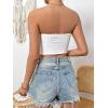 imageSweatyRocks Womens Casual Sleeveless Smocked Bandeau Top Strapless Slim Fit Crop Tube TopsWhite
