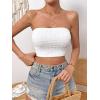 imageSweatyRocks Womens Casual Sleeveless Smocked Bandeau Top Strapless Slim Fit Crop Tube TopsWhite