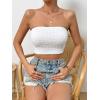 imageSweatyRocks Womens Casual Sleeveless Smocked Bandeau Top Strapless Slim Fit Crop Tube TopsWhite