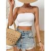 imageSweatyRocks Womens Casual Sleeveless Smocked Bandeau Top Strapless Slim Fit Crop Tube TopsWhite
