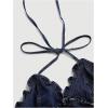 imageSweatyRocks Womens Frill Trim V Neck Denim Cami Top Sleeveless Slim Fit Tie Back Halter TopsDark Wash