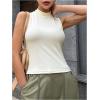 imageSweatyRocks Womens Sleeveless Mock Neck Top Stretchy Slim Fit Rib Basic Tank TopsWhite