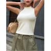 imageSweatyRocks Womens Sleeveless Mock Neck Top Stretchy Slim Fit Rib Basic Tank TopsWhite