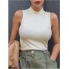 imageSweatyRocks Womens Sleeveless Mock Neck Top Stretchy Slim Fit Rib Basic Tank TopsWhite