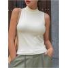 imageSweatyRocks Womens Sleeveless Mock Neck Top Stretchy Slim Fit Rib Basic Tank TopsWhite