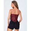imageSweatyRocks Womens Sleeveless Sparkle Sequin Cami Crop Top Spaghetti Strap Party TopsBurgundy