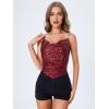 imageSweatyRocks Womens Sleeveless Sparkle Sequin Cami Crop Top Spaghetti Strap Party TopsBurgundy
