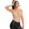 imageSweatyRocks Womens Sleeveless Sparkle Sequin Cami Crop Top Spaghetti Strap Party TopsGold