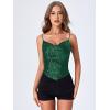 imageSweatyRocks Womens Sleeveless Sparkle Sequin Cami Crop Top Spaghetti Strap Party TopsGreen