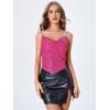 imageSweatyRocks Womens Sleeveless Sparkle Sequin Cami Crop Top Spaghetti Strap Party TopsHot Pink