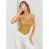 imageSweatyRocks Womens Sleeveless Sparkle Sequin Cami Crop Top Spaghetti Strap Party TopsPure Gold