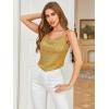 imageSweatyRocks Womens Sleeveless Sparkle Sequin Cami Crop Top Spaghetti Strap Party TopsPure Gold