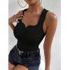 imageSweatyRocks Womens Sleeveless Sweetheart Neck Tank Top Casual Basic Slim Fit Ribbed Knit TopsBlack