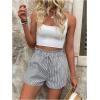 imageSweatyRocks Womens Striped Pattern Drawstring Waist Shorts Wide Leg Summer Shorts with PocketsBlack and White