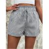 imageSweatyRocks Womens Striped Pattern Drawstring Waist Shorts Wide Leg Summer Shorts with PocketsBlack and White
