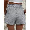 imageSweatyRocks Womens Striped Pattern Drawstring Waist Shorts Wide Leg Summer Shorts with PocketsBlack and White