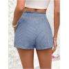 imageSweatyRocks Womens Striped Pattern Drawstring Waist Shorts Wide Leg Summer Shorts with PocketsBlue