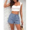 imageSweatyRocks Womens Striped Pattern Drawstring Waist Shorts Wide Leg Summer Shorts with PocketsBlue