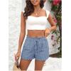 imageSweatyRocks Womens Striped Pattern Drawstring Waist Shorts Wide Leg Summer Shorts with PocketsBlue
