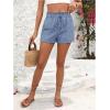 imageSweatyRocks Womens Striped Pattern Drawstring Waist Shorts Wide Leg Summer Shorts with PocketsBlue