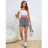 imageSweatyRocks Womens Striped Pattern Drawstring Waist Shorts Wide Leg Summer Shorts with PocketsGrey