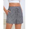 imageSweatyRocks Womens Striped Pattern Drawstring Waist Shorts Wide Leg Summer Shorts with PocketsGrey