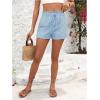 imageSweatyRocks Womens Striped Pattern Drawstring Waist Shorts Wide Leg Summer Shorts with PocketsLight Blue