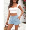 imageSweatyRocks Womens Striped Pattern Drawstring Waist Shorts Wide Leg Summer Shorts with PocketsLight Blue